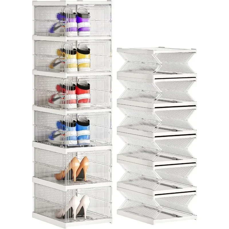 

Foldable Shoe Rack Large Organizer for Closet Collapsible Shoe Storage Organizer Sneaker Containers Bins