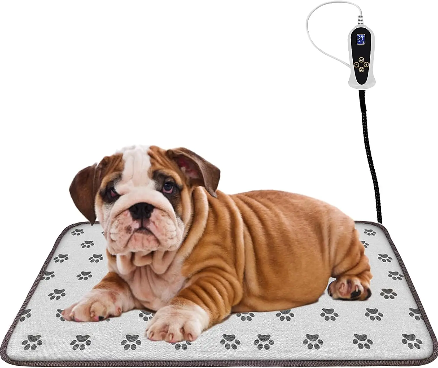

Adjustable Temperature Pet Heating Pad with Timer, Waterproof Electric Mat for Cats Dogs Indoor Use