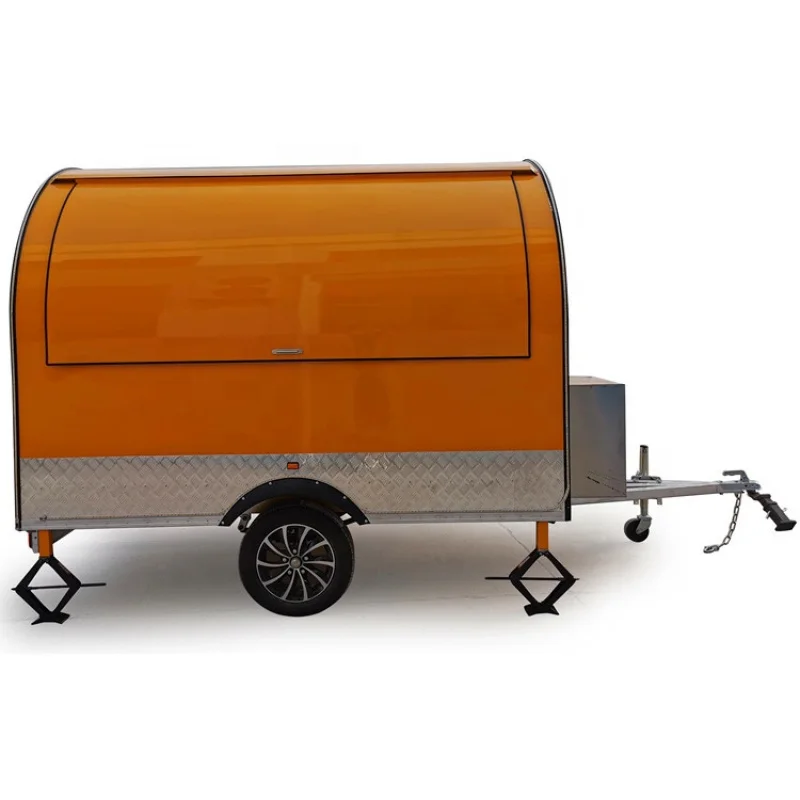 custom.500kg Load Capacity Food Truck Towing Fiberglass Food Bus Stall Waffles BBQ Kiosk Shop Hot Dog Cart Trailer