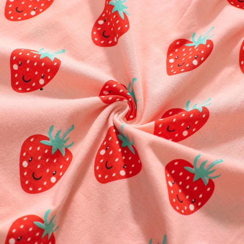 Little maven 2024 New Summer Strawberry Applique ricamo Cartoon bambini vestono Cotton Princess Girls Dress Cute Kids Clothes