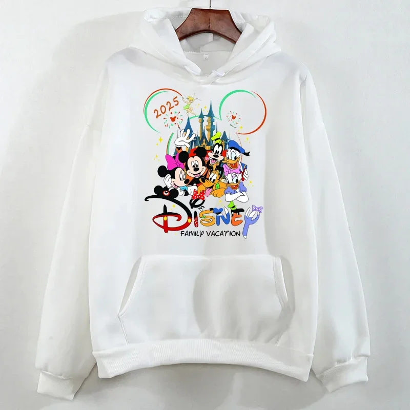 Autumn Winter Fashion Trend Funny 2025 Disneyland Travel Graphic Hoodies for Women Kawaii Pullover Tops Casual Couple Sweatshirt