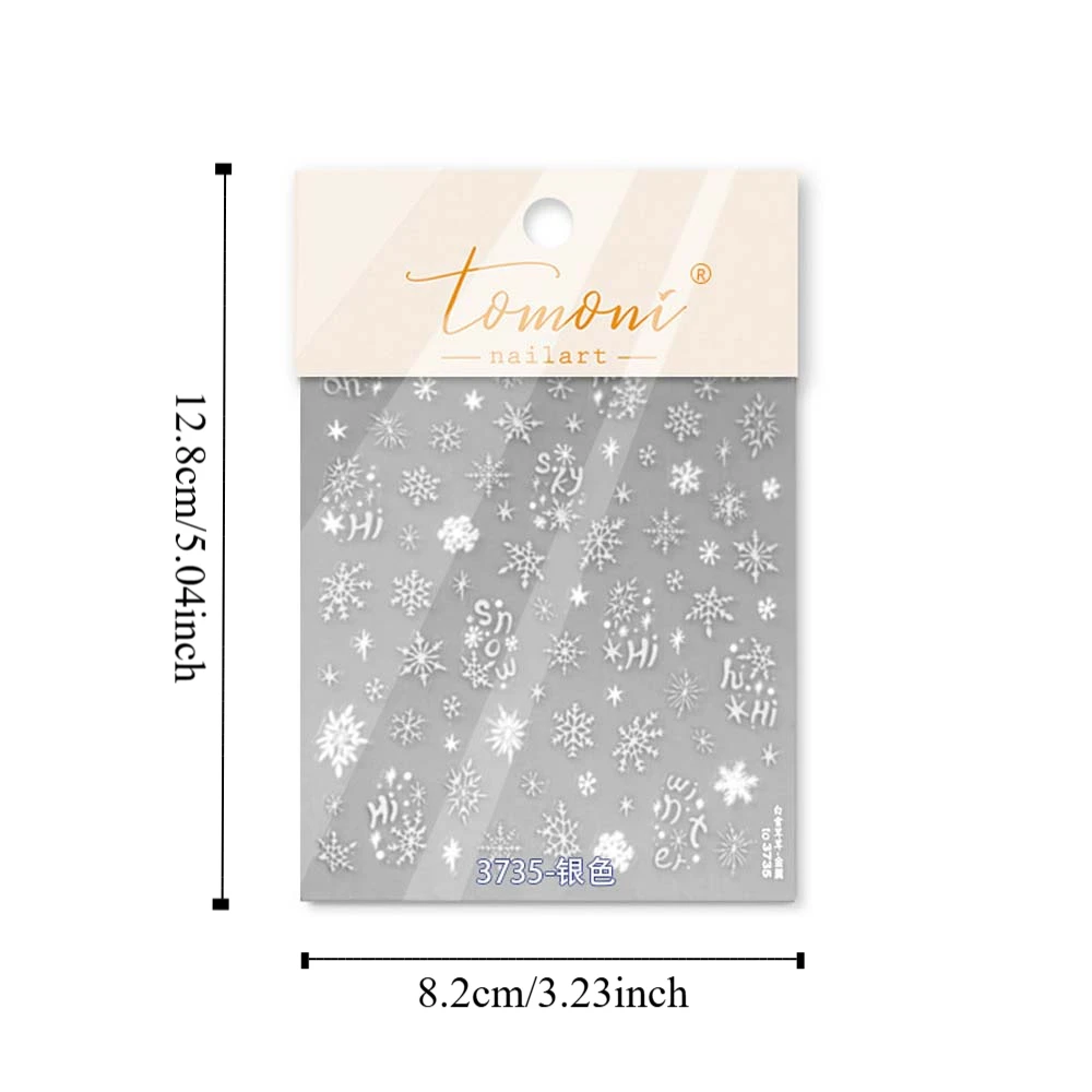 إكسسوارات الأظافر عيد الميلاد ندفة الثلج مسمار ملصق 5D البرنز الماس شل ضوء عيد الميلاد الماس مسمار صائق السنة الجديدة الأيائل #5