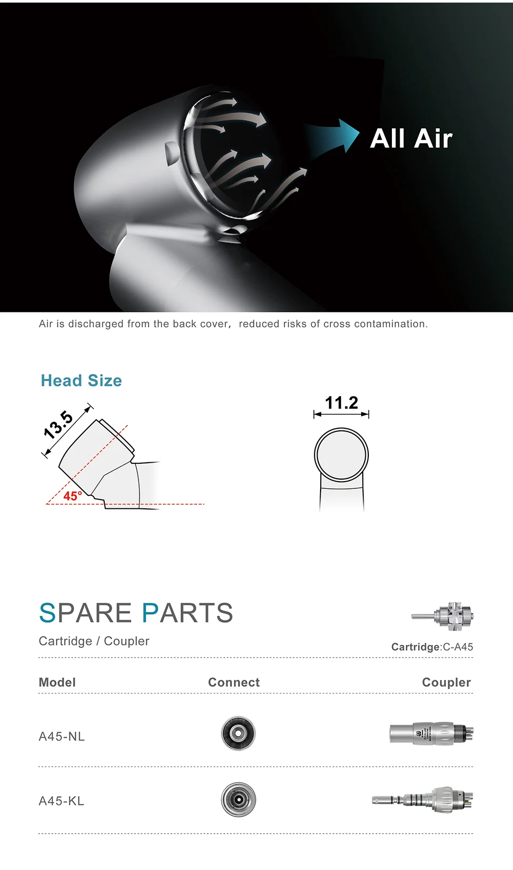 AI DENTAL Aiko Serie Luftturbine-Upgrade-Lager Superoir-Konvertierungsrate Leistungsstärker Konzentrizität Hochgeschwindigkeitshandstück Neu – Detail 8