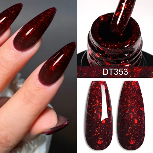 Imagen 2 del producto MEET ACROSS 7ml esmalte de uñas de Gel rojo oscuro Nail Art Gel Borgoña tía rojo invierno semipermanente barniz de larga duración manicura