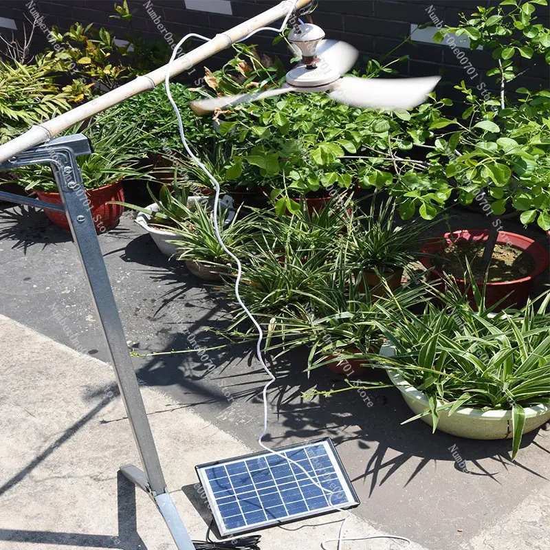 Solar USB Mini Hanging Fan Rechargeable Portable Small Fan for Tent Pet Plant Outdoor
