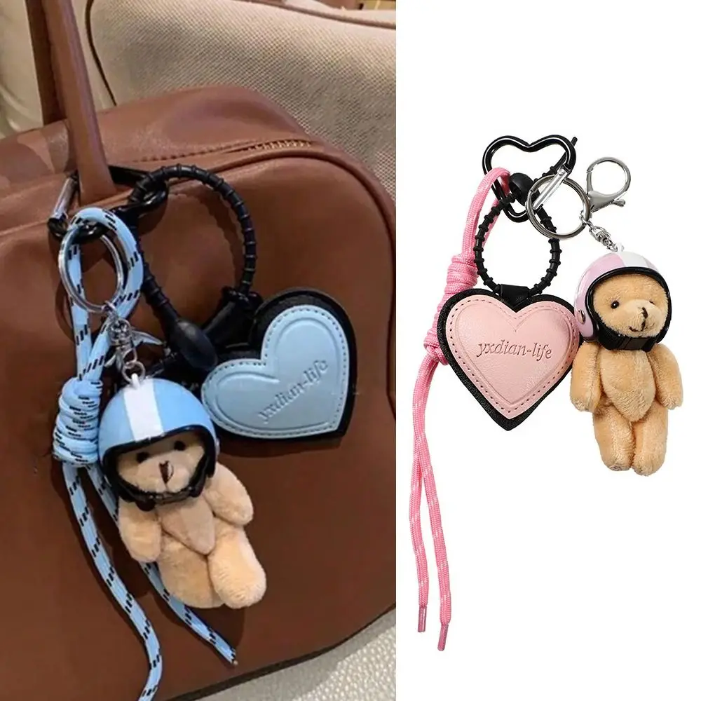 Kawaii amor casco oso muñeca colgante relleno moda parejas llavero creativo bolsa decoración bolsa Accesorios