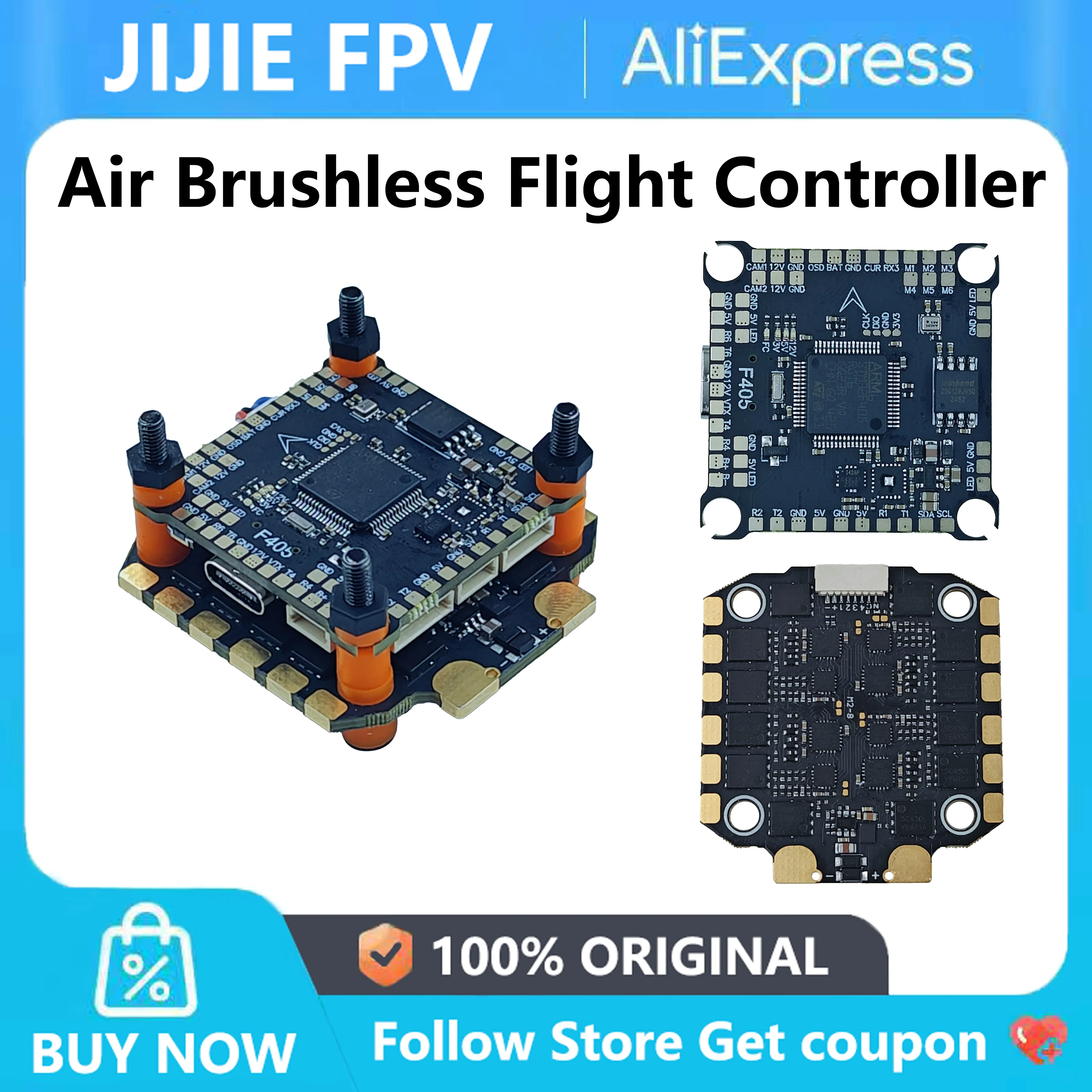 JIJIE STM32F405 70A AIO Flight Controller F405 F4 Build-in OSD Blheli-S ESC 3-8S Lipo For RC FPV Toothpick Racing Drone