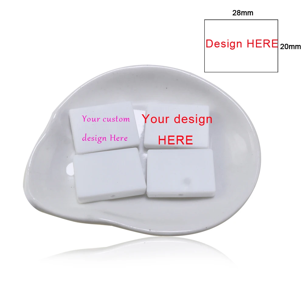 100Pcs Free Sample Custom Print Silicone Focal Beads Design Your Beads Round Heart Rectangle Square For Making Pens