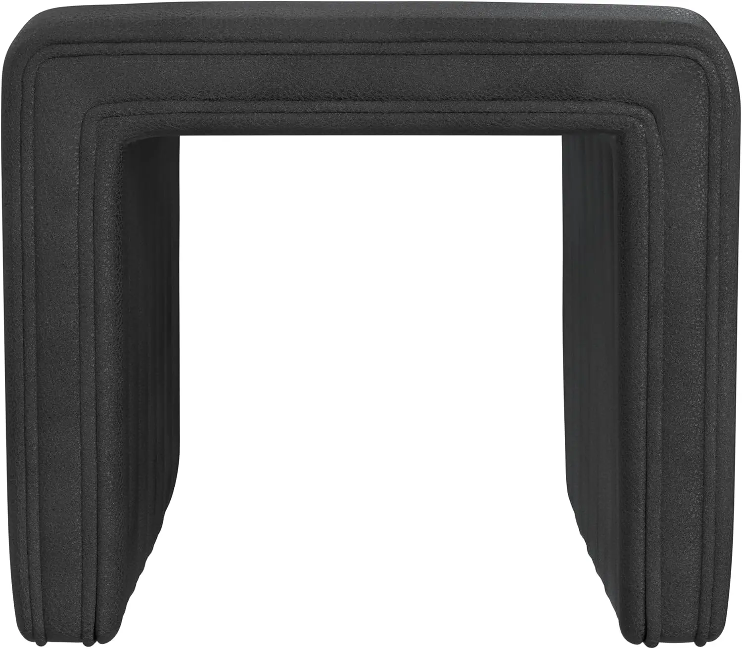 Modern Tufted Faux Leather Ottoman Footrest for Living Room & Bedroom - Black, 18.5x18.5x16.5 Inches