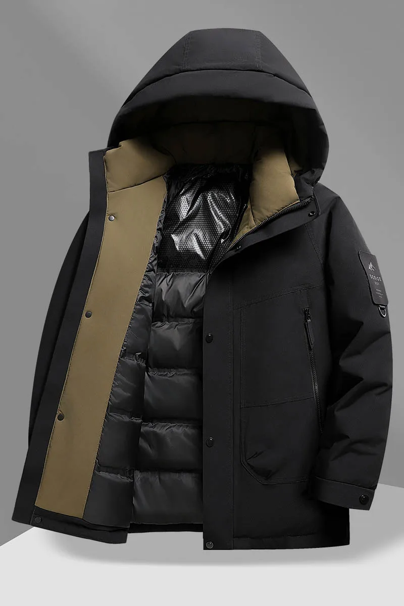 Casaco de inverno grosso quente dos homens parkas casaco de inverno, moda com capuz parkas masculino casual casaco de alta qualidade