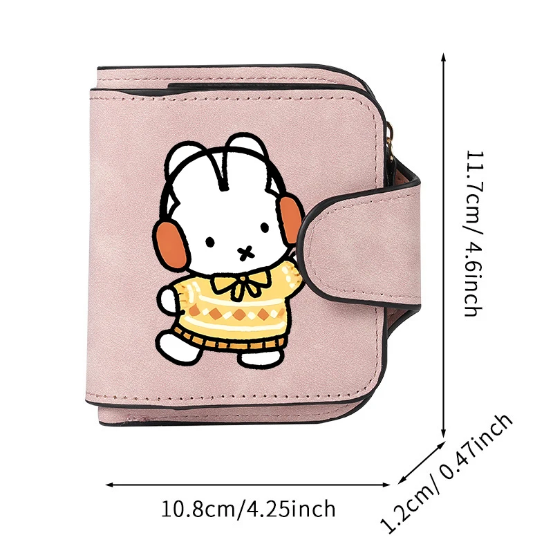 Miffy Women Short Wallet Korean Hasp Small Purse Zip Coin Pocket PU Leather Vintage Female Credit Card Holder Birthday Gifts view 4