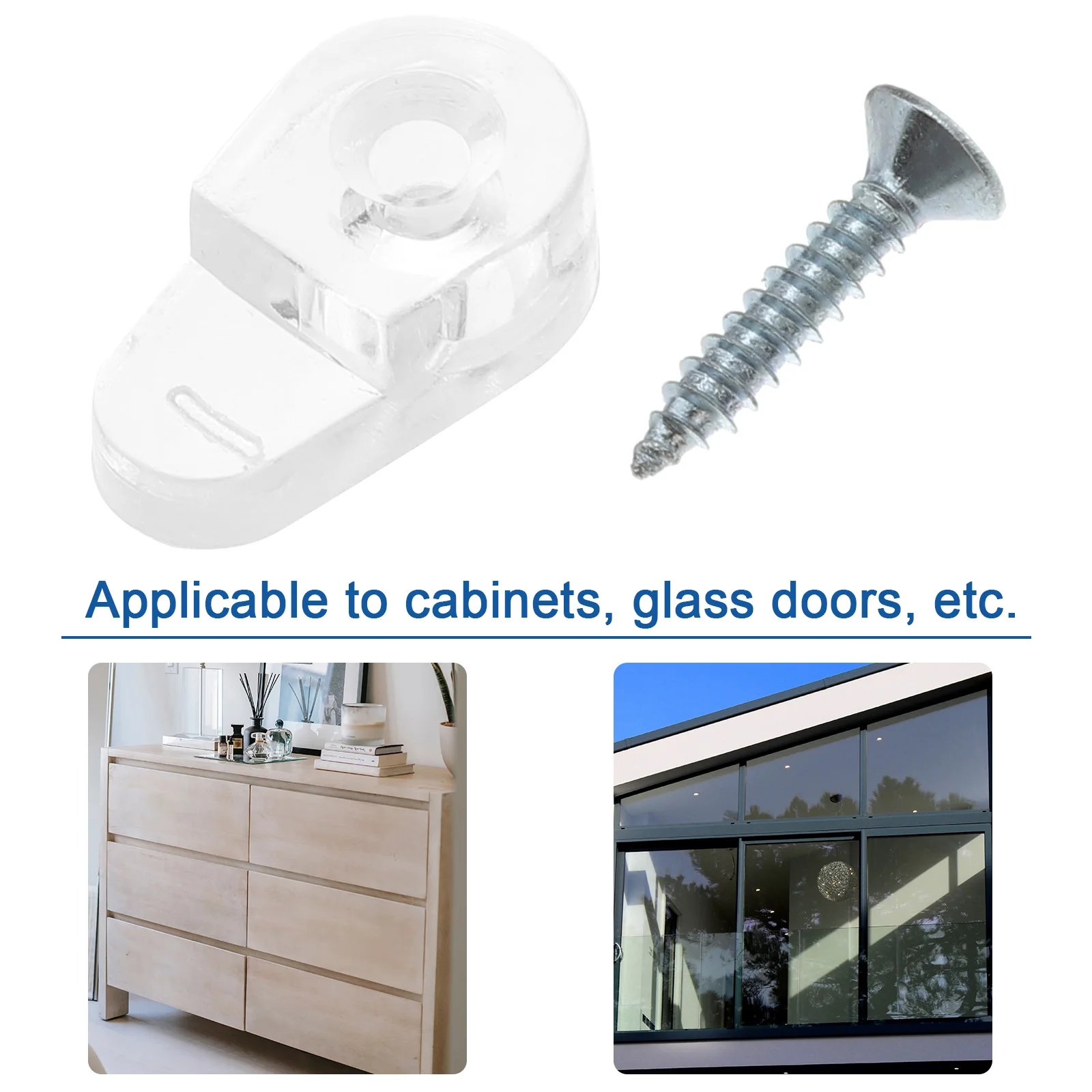 

20 Pcs Glass Brackets Clips Holders for Cabinet Doors Mirror Wood Panels Flush Mount Transparent Retainer Hardware