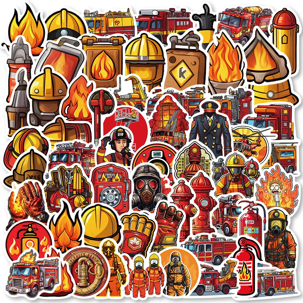 10/30/61pcs Fire Hero Firefighter Stickers Fireman Decal Laptop Suitcase Skateboard Car Phone Motorcycle Cool Waterproof Sticker