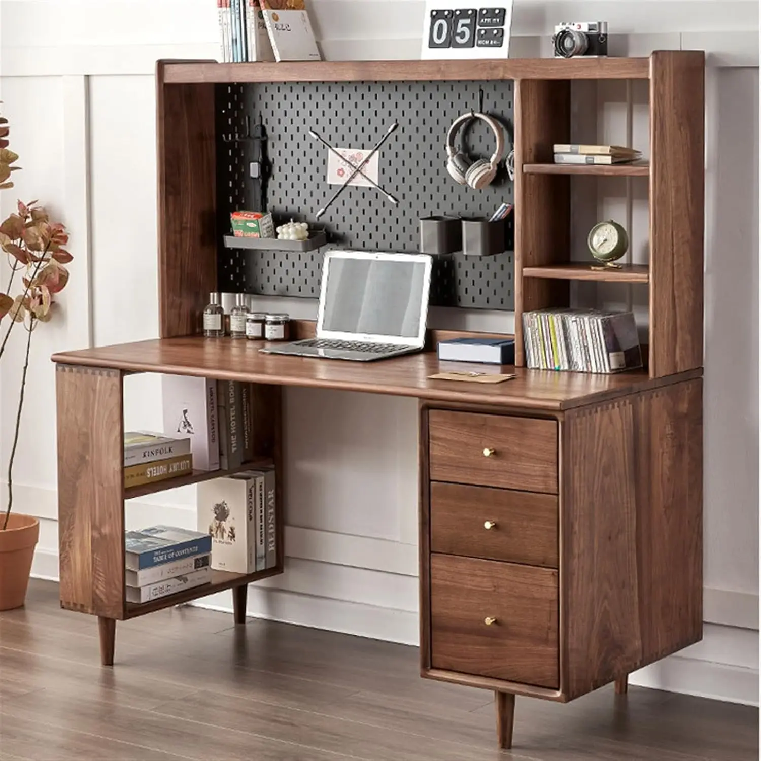 Study Desk, Double Writing Desk, Desk and Bookshelf Combination