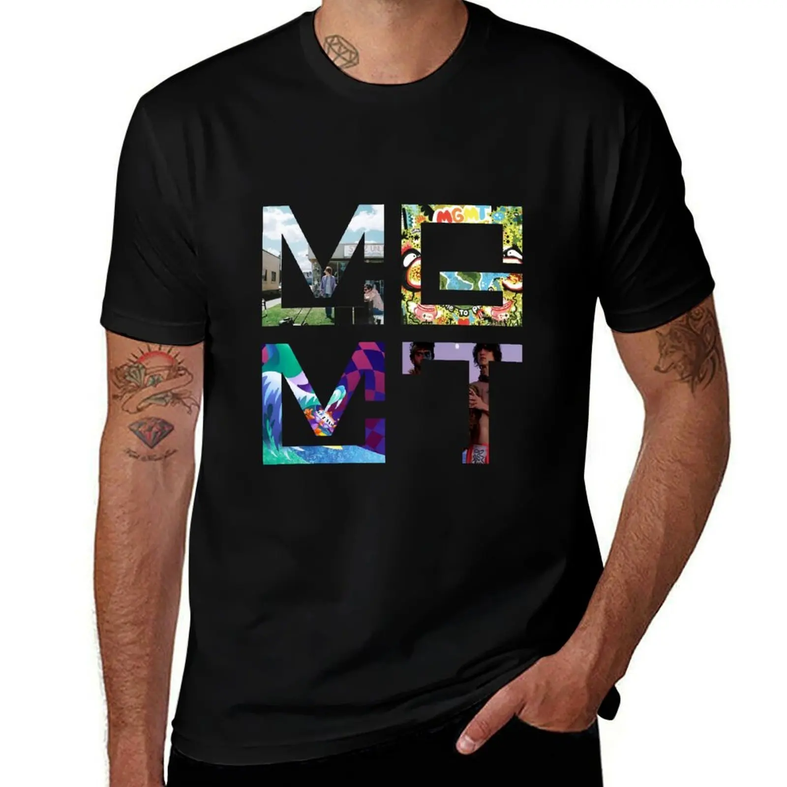 

100% plain package MGMT t t-shirt graphic cotton black man shirts t cotton for T-Shirt shirts mens Albums man