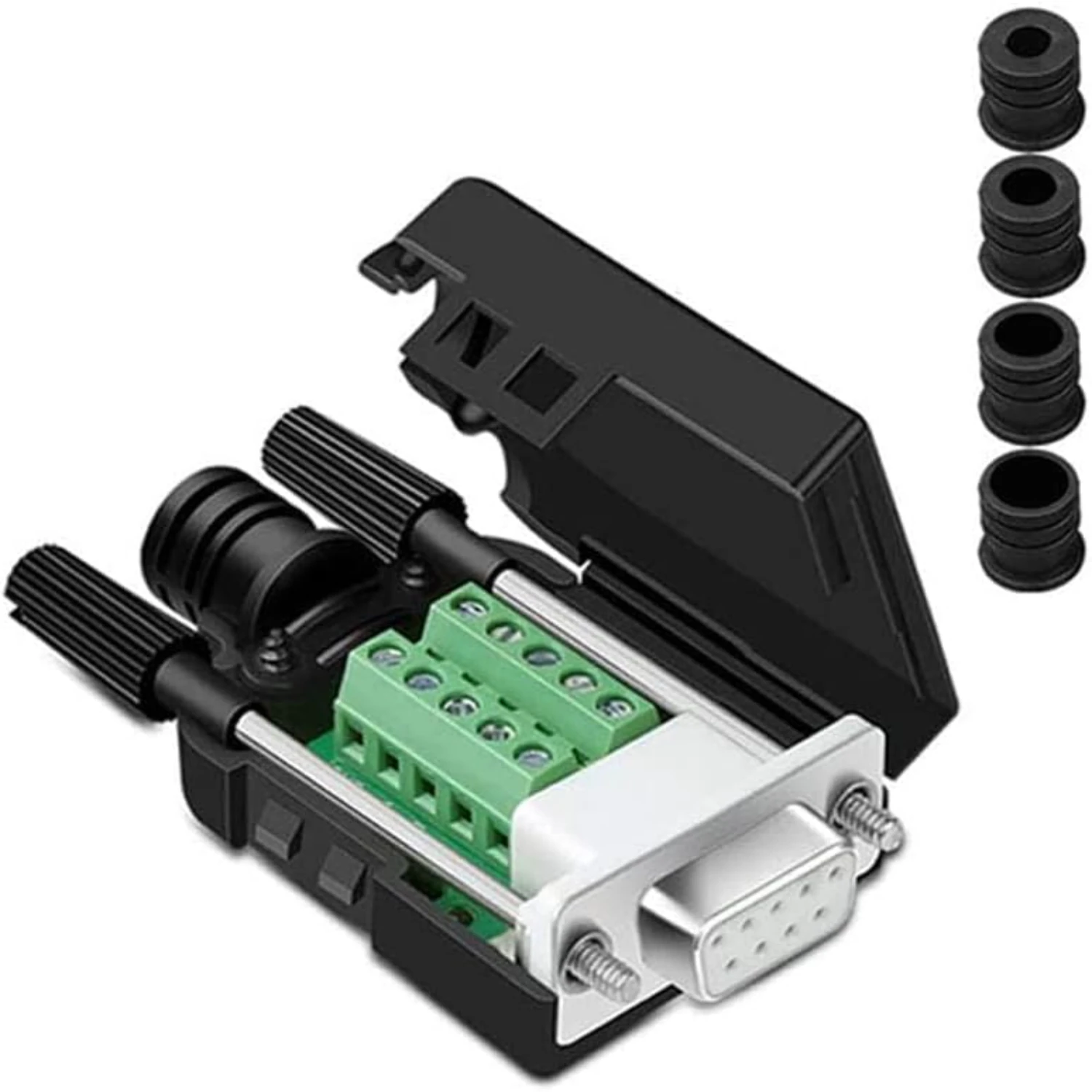 

Solderless RS232 D-SUB Serial to 9-pin Port Terminal Female Adapter Breakout Connector Module with Case for DB9 Connector (1Pcs)