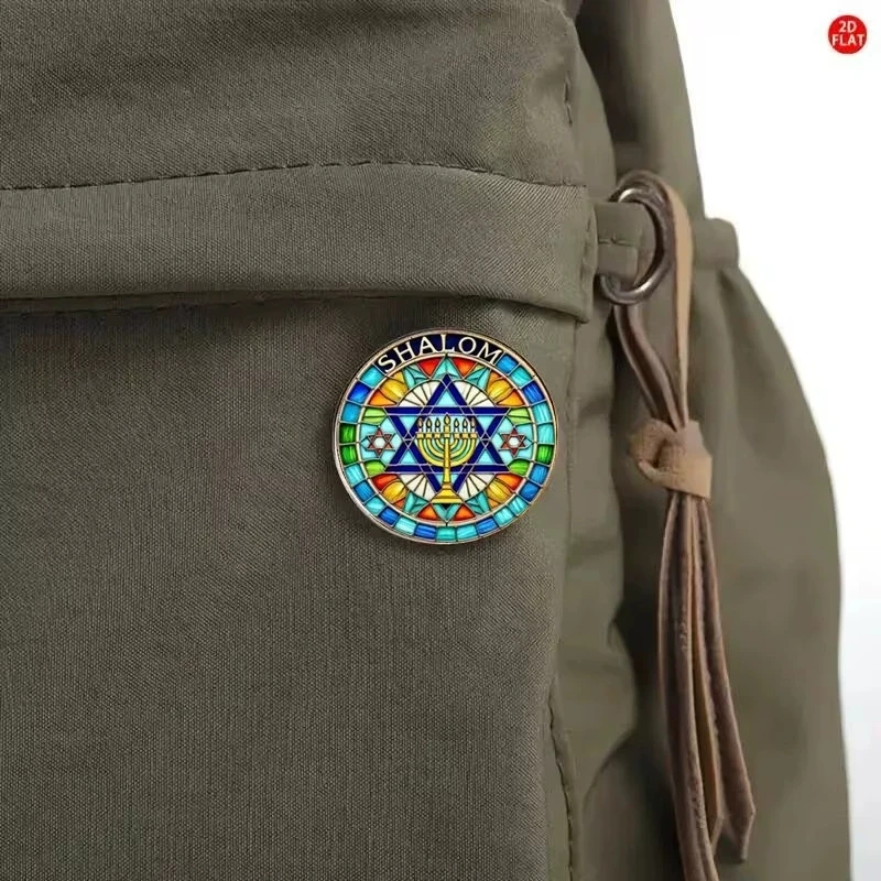 Retro Hebrew Shalom design with candle holder and David's Star brooch factory direct sales