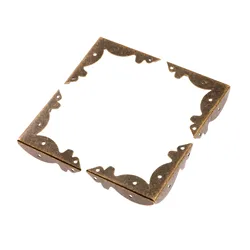 4pcs/set Iron Corners Antique Bronze Bracket 46mm Triangle Decor Scrapbook Album Jewelry Wood Box Protectors Table Leg w/Nails