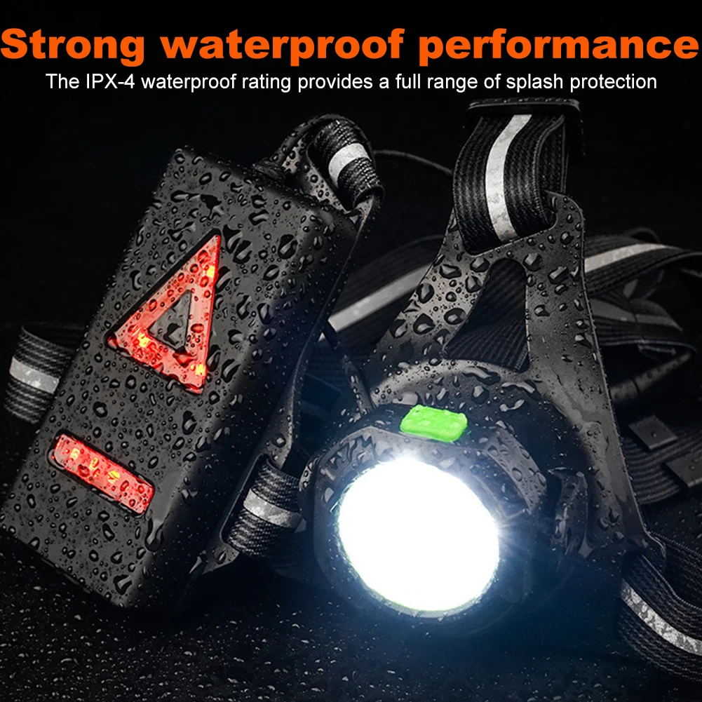 LED ضوء الجري الليلي قابل للتعديل مصباح أمان فائق السطوع 2000 مللي أمبير خفيف الوزن تشغيل الصدر ضوء 360LM للتخييم المشي لمسافات طويلة الجري