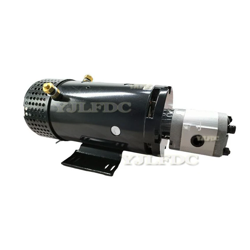 Brushed DC Motor 24V 3KW 4KW Hydraulic DC Motor With Gear Pump High Speed 3000RPM Motor Gear Pump 4.3cc
