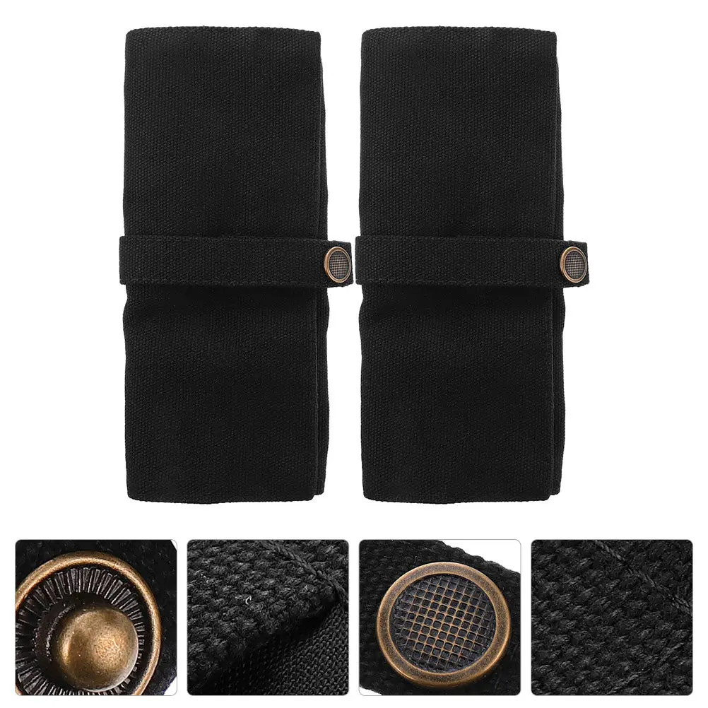 

2Pcs Premium Canvas Watch Organizer Roll Travel Case for Up to 5 Wristwatches Foldable Secure Cord Closure Watch Storage Pouch