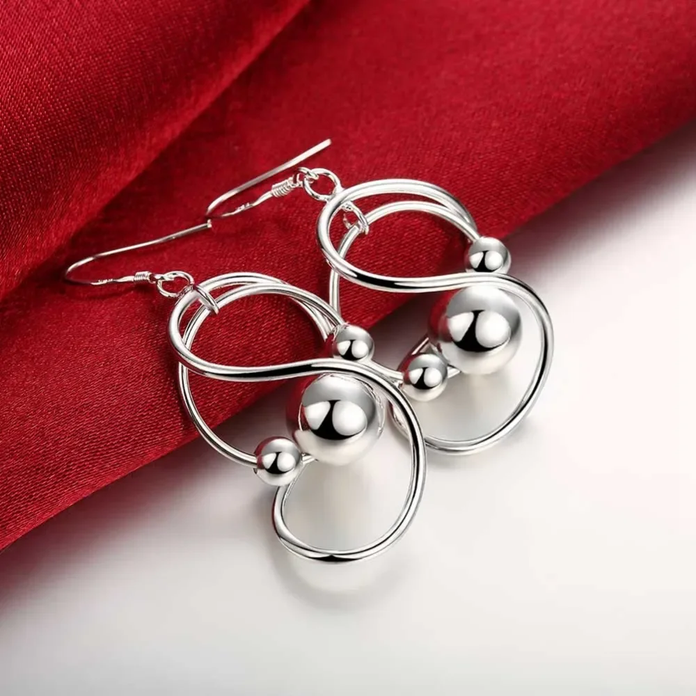 

Hot New 925 Sterling Silver Earrings Korean Vintage Twisted Ball Long Dangle for Women Fashion Gifts Wedding Jewelry