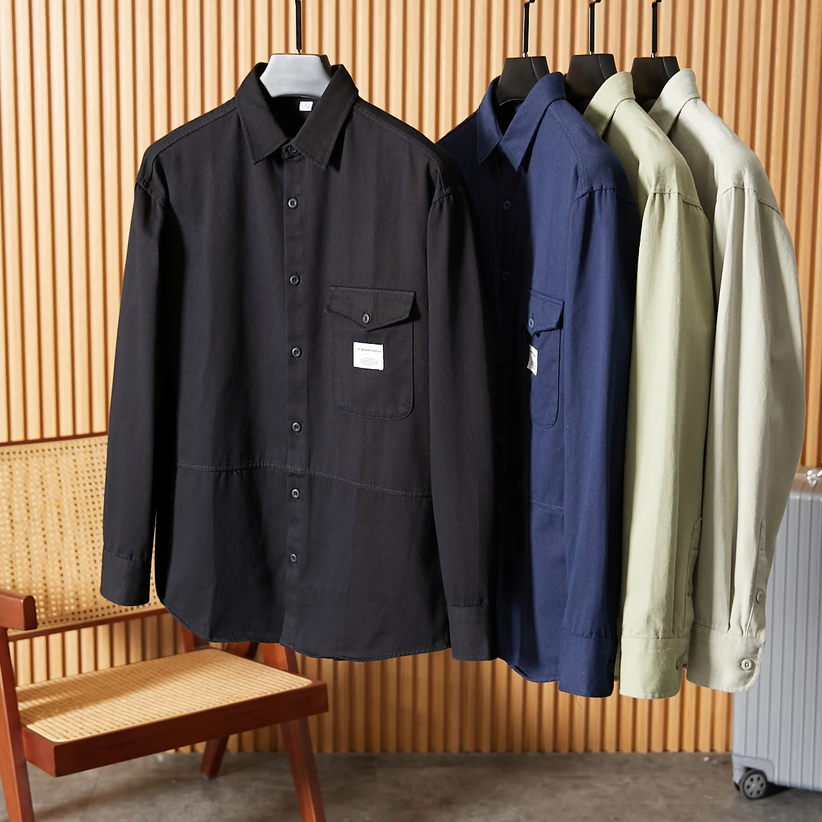 

Spring New Sle Men's Casual Long Sve Cotton irt Retro Workwear Sle Faionable Outerwear Stand Fit Youth Faion
