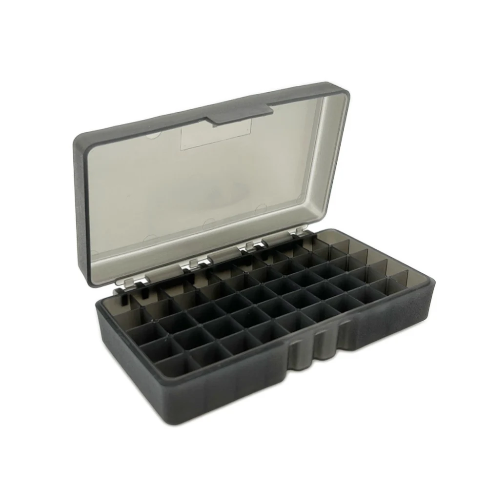 Boîte à munitions tactique 50 cartouches à ouverture rabattable pour .45 ACP/40/10MM Cal Pistolet Munitions Transport Boîte de rangement Accessoires de chasse