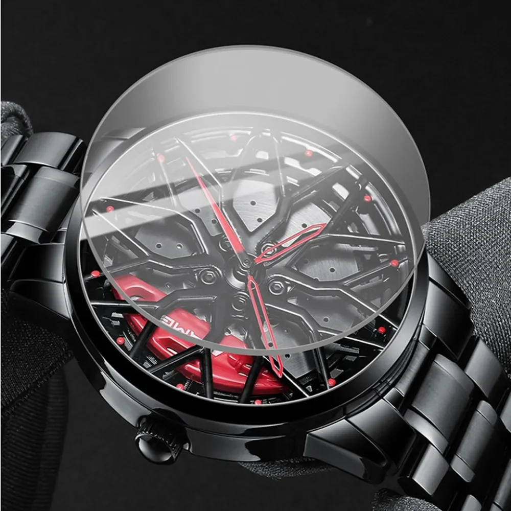 Creative 3D Hollow Dial Car Wheel Men Watch NIBOSI Sport Car Rim Hub Watch Unique Top Brand Luxury Quartz Watch Men Waterproof