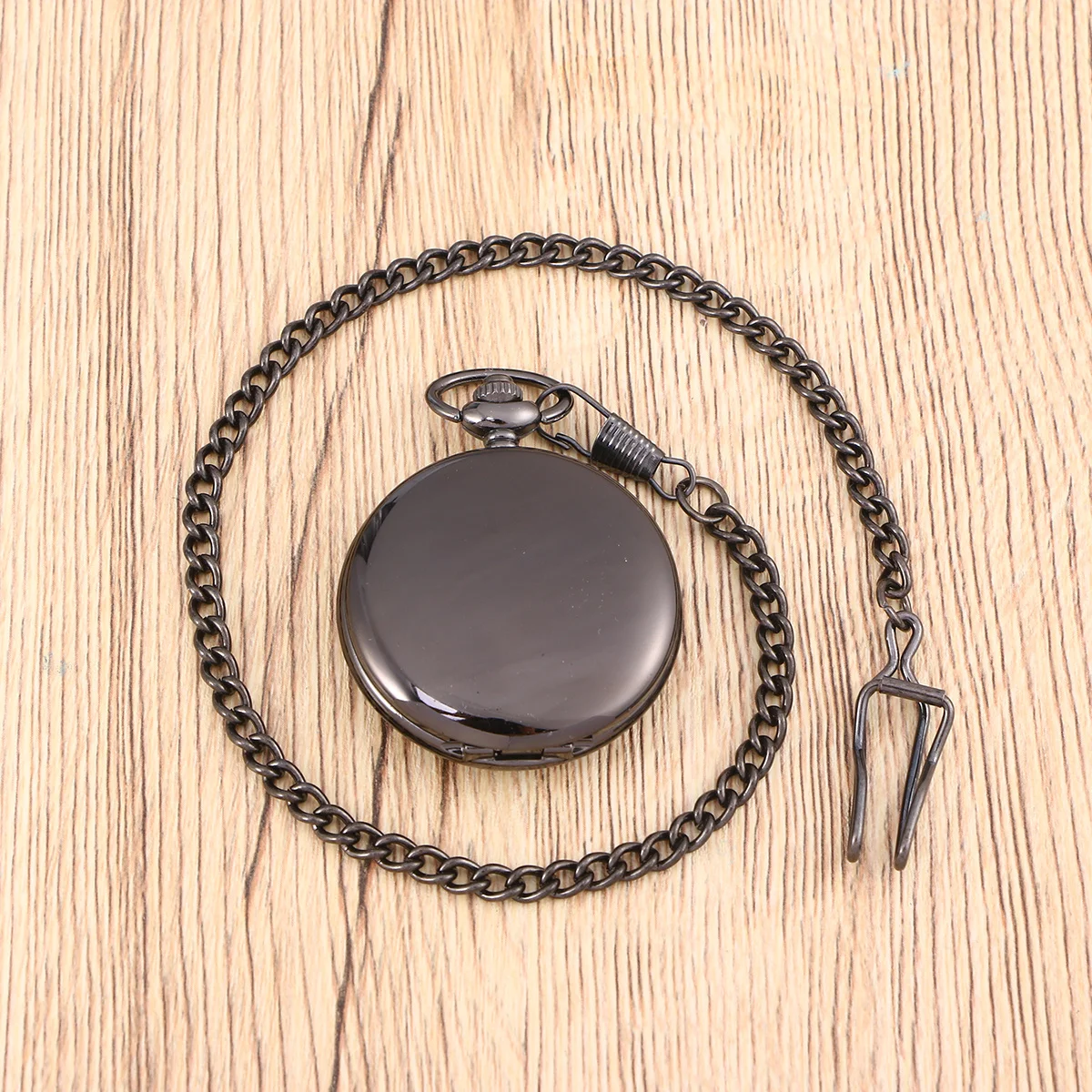 Mens Black Stainless Steel Mechanical Pocket Watch White Dial Arabic Numeral Vintage Style Removable Chain Men Pocket Watch with