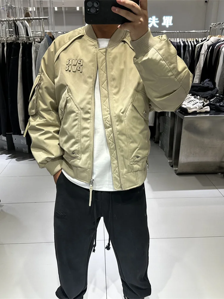 

Мужская утепленная зимняя куртка-бомбер из полиэфирного волокна с наполнителем из пуха 85% Du, деконструированный дизайн, теплая верхняя одежда