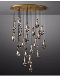 Modern E14 Chandeliers Vintage Large Water Droplets Crystal Lights Living Rooms Study Rooms Hotels Villas Duplex Chandeliers