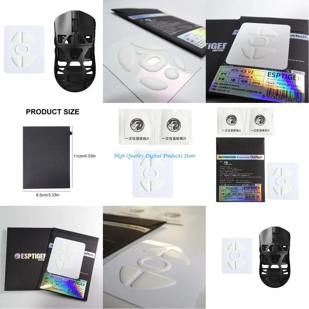 

U2JE Espots PTFE Mouse Feet ICE Mouse Skates For ATK FIERCE X Precise Durability In Gaming Smooth Gliding