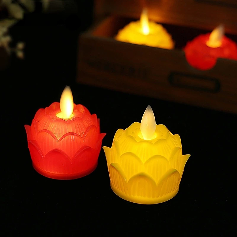 

12pcs LED Candle with batteries Lotus Lantern Light Swing Flameless Candles WarmWhite velas decorativas hogar Religious candles