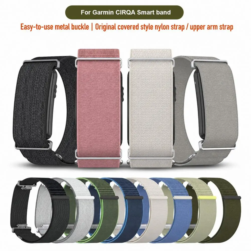 For Garmin CIRQA Smart Band Strap Covered Easy To Move Quick Detachable Metal Buckle Elastic Nylon Loop Wristband
