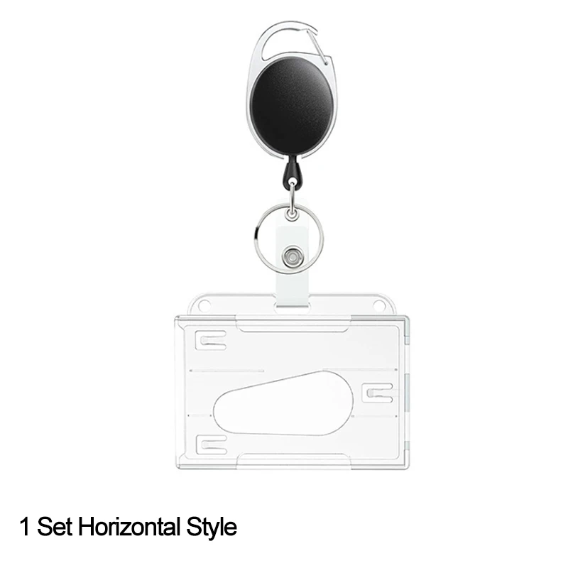 1/5Pcs Schlüsselbund Abzeichen Reel Versenkbare Pass Arbeit Genehmigung Fall Hülse Dual Karte Slot Karte Halter Schutz ID Tag abdeckung NEUE
