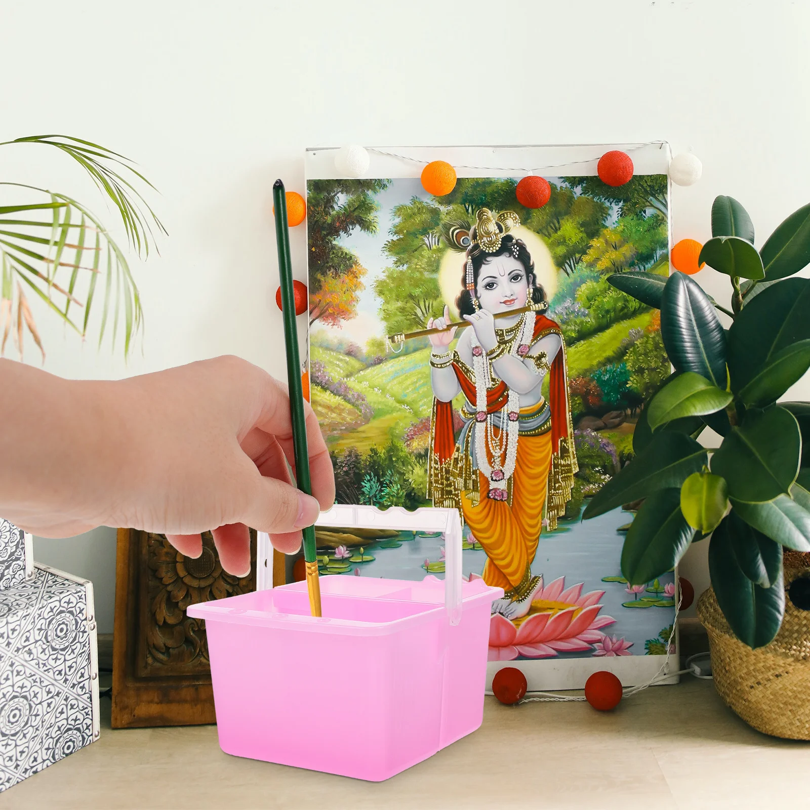 

2pcs Plastic Brush Washing Basin Portable Painting Water Pot For Artists Kids Art Supplies Stationery Tool Bucket