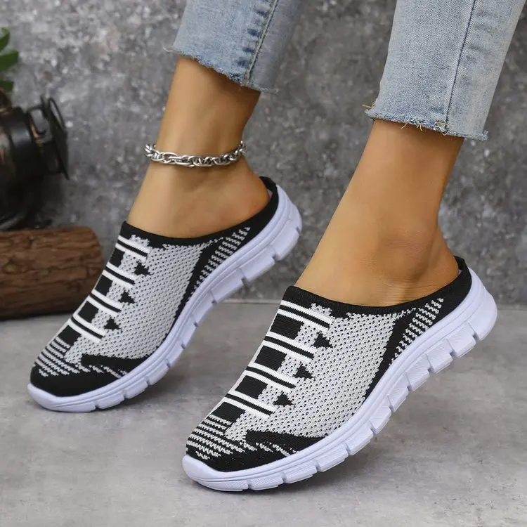 Vrouwen Ademend Mesh Loafers Zomer Nieuwe Outdoor Antislip Slip-on Platte Schoenen Comfortabele Sandalen Vrouwen Casual Halve Slippers