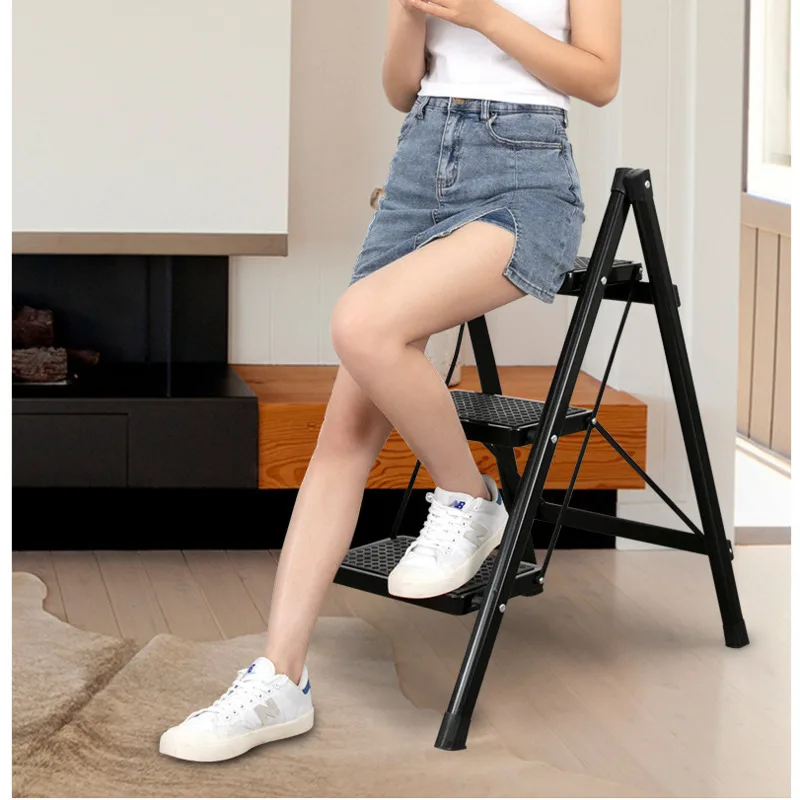 

Home Folding Kitchen Stool Multifunction Ladder Chair Width Pedal Simple Practical Aluminum