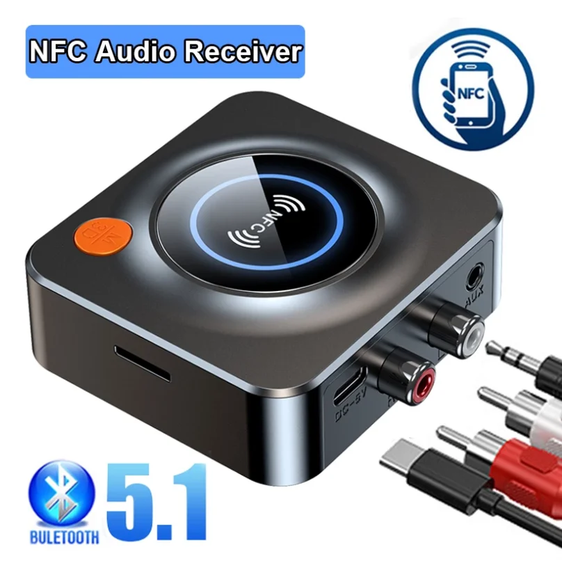 차량용 NFC 블루투스 5.1 수신기, NFC 스테레오 AUX 3.5mm 잭, RCA 광학 블루투스 오디오 무선 어댑터, TV 무선 자동차 키트, 신제품 