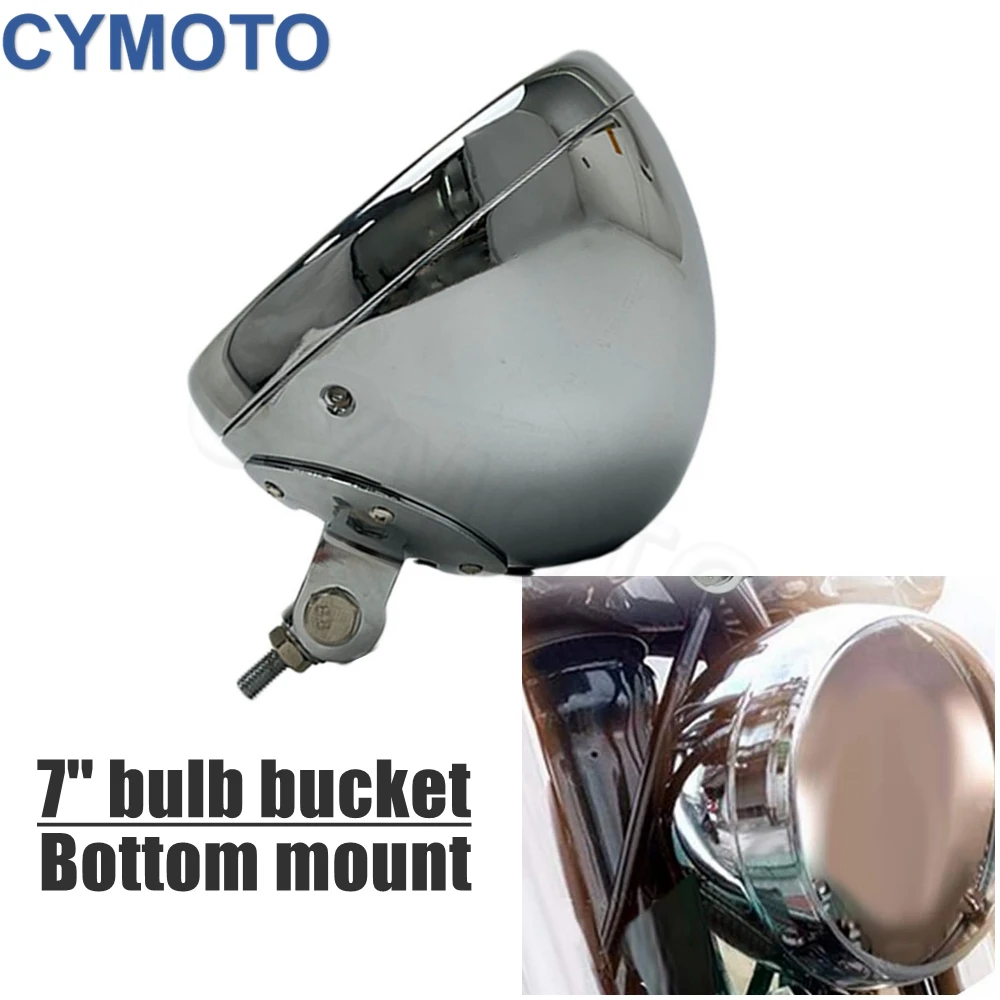 Universal 7\'\' inch Bottom Mount LED Headlight Head Lamp Bucket Housing Lighthouse Shell For Harley Custom Chopper Bobber Honda