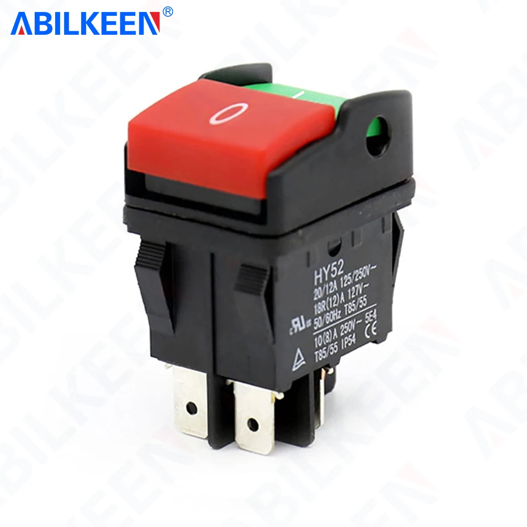 HY52 Equipment ON-OFF Push Button Switch 4Pins Terminal Plastic Push Button for Fits Machine Tools Large-Scale Power Tools
