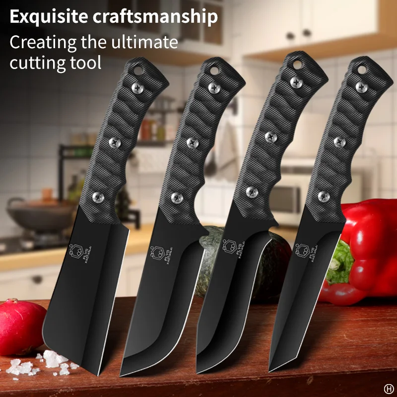 1pc Black Blade Pocket Knife, Home Portable Pocket Knife, Barbecue Special Meat Cutter Fruit Knife Fishing Knife