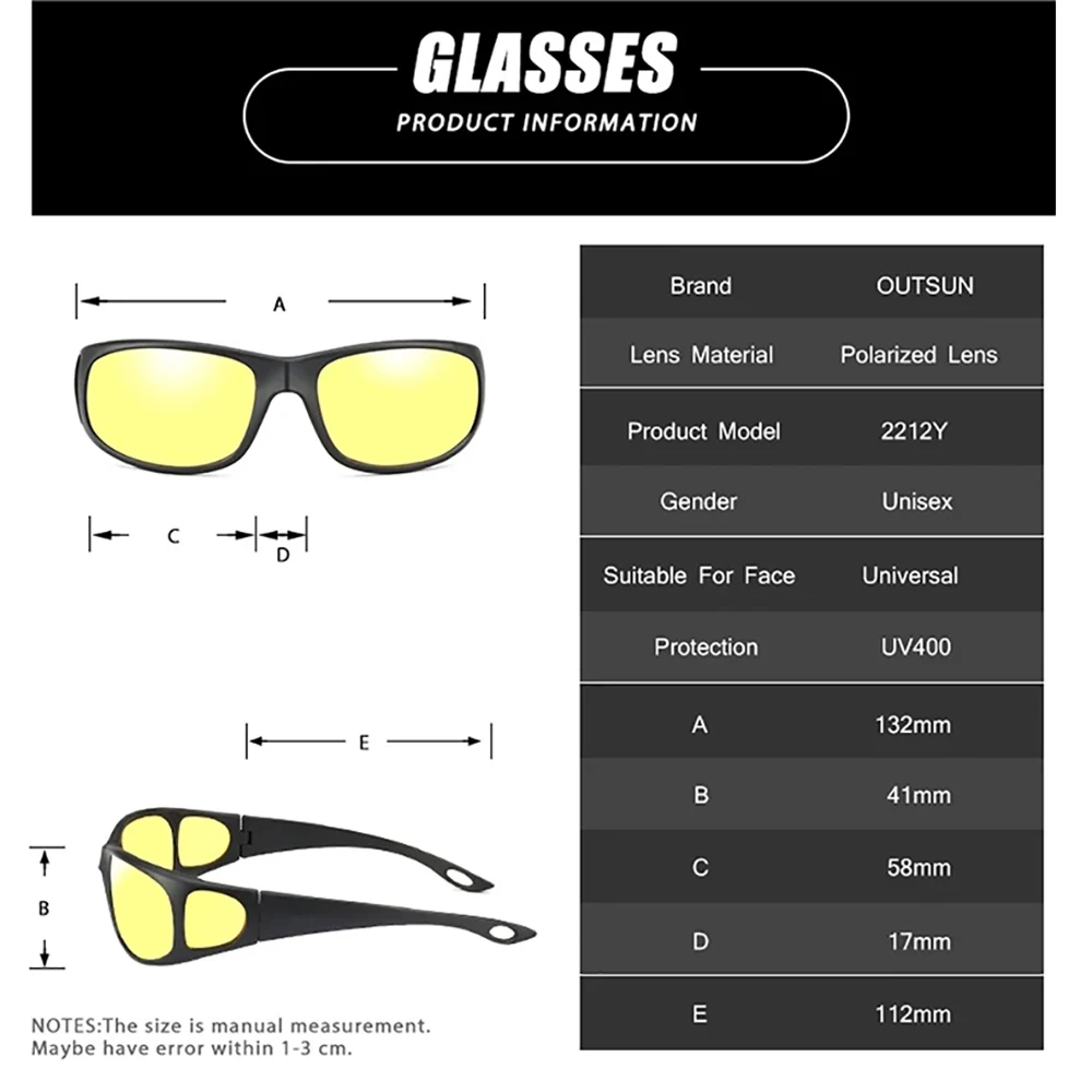OUTSUN プラスケースファッションサングラス男性偏光 UV 400 レンズ魚メガネ運転女性デソル 2212