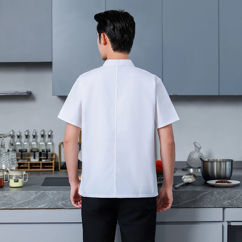 Summer men short sleeve Breathable Chef Jacket Kitchen work uniform Restaurant Chef coat white apron work clothes Chef shorts