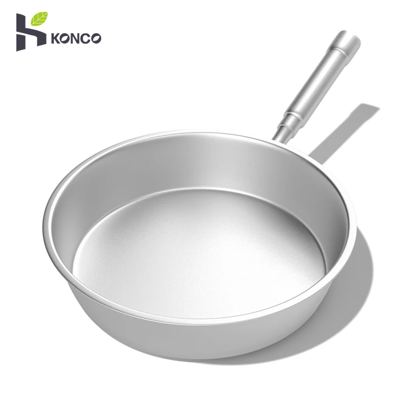 

28cm Pure Titanium Skillet 99.7% Titanium Frying Pan Uncoated Non Stick Flat Bottom Skillet Pan for Kitchen Home Cookware