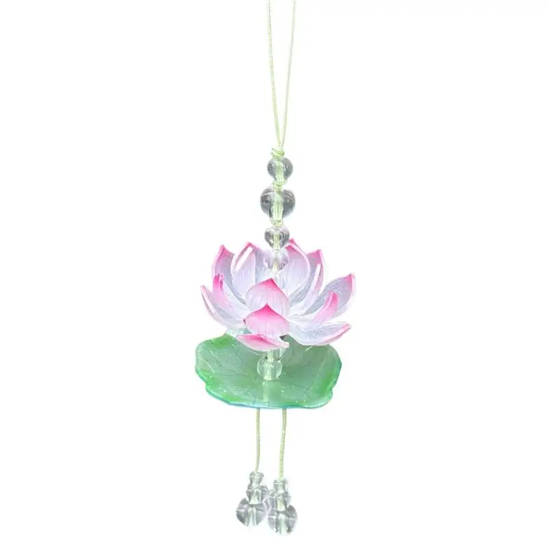 Exquisiter Sommer-Handyanhänger mit rosa Lotusblüte, modischer, perlenbesetzter Schlüsselanhänger mit simulierter Blume, Auto-Ornament für Damen, Taschendekoration – Detail 10