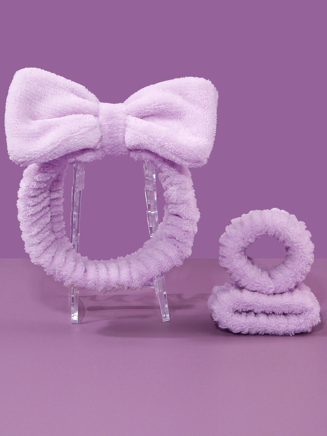 3/6-teiliges Set aus Plüsch-Haarband/Handgelenksband mit Schleife, feuchtigkeitsbeständiges Haarband für Make-up/Toilettenartikel für Männer und Frauen – Detail 4