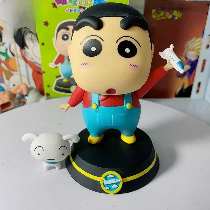 Anime Crayon Shin-chan Action Figure Shin Chan Hand Lift Aircraft 13cm Manga Kawaii Dolls Collection Model Decoration Toys Gifts