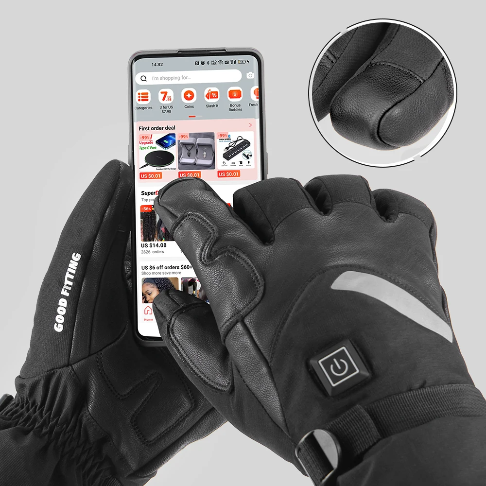 Guantes Térmicos de invierno para hombre, manoplas térmicas con calefacción eléctrica para motocicleta, resistentes al agua, con batería para